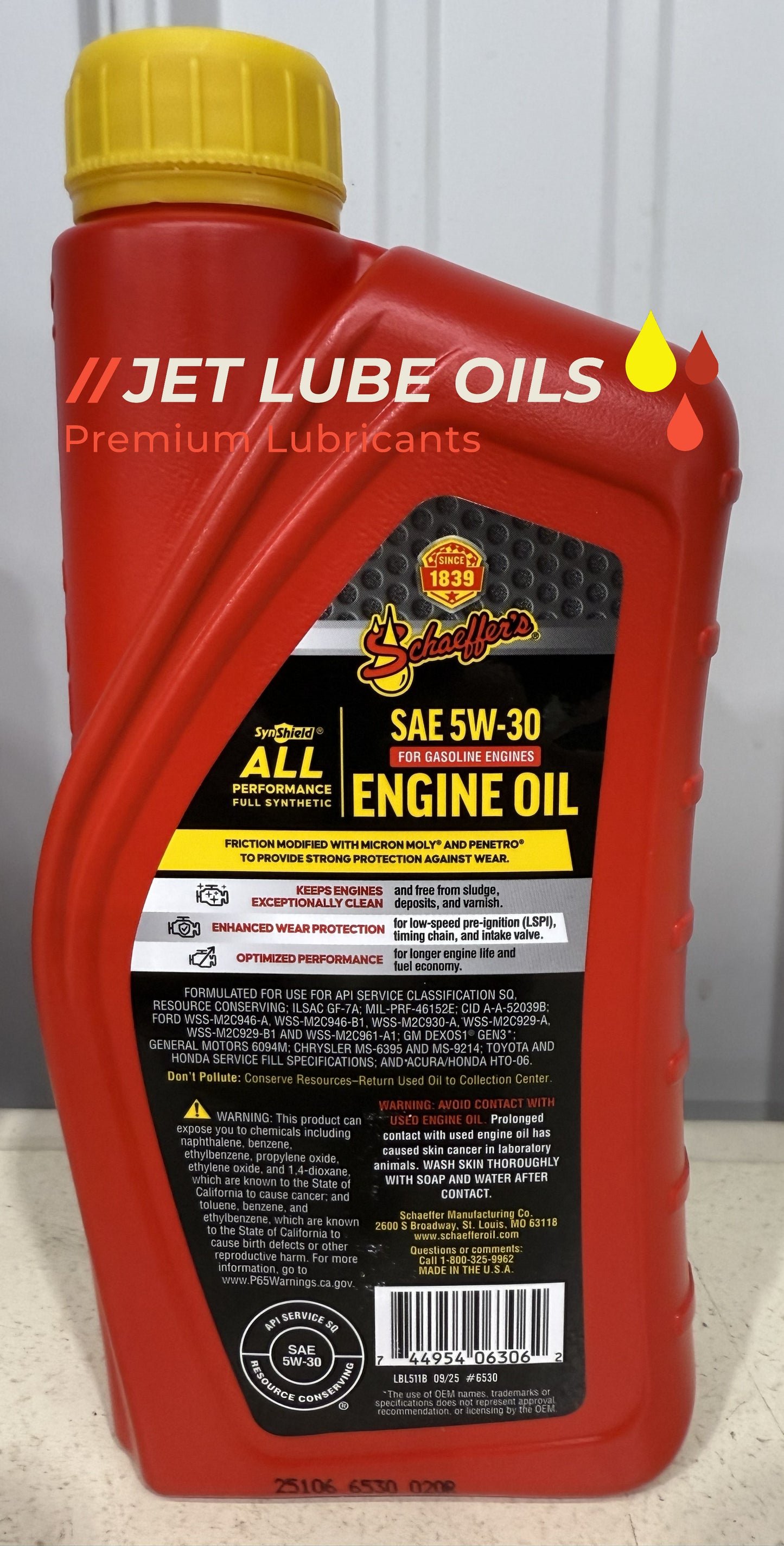 Schaeffer's Full Synthetic 5W-30 All Performance Engine Oil 6530 12 Quarts