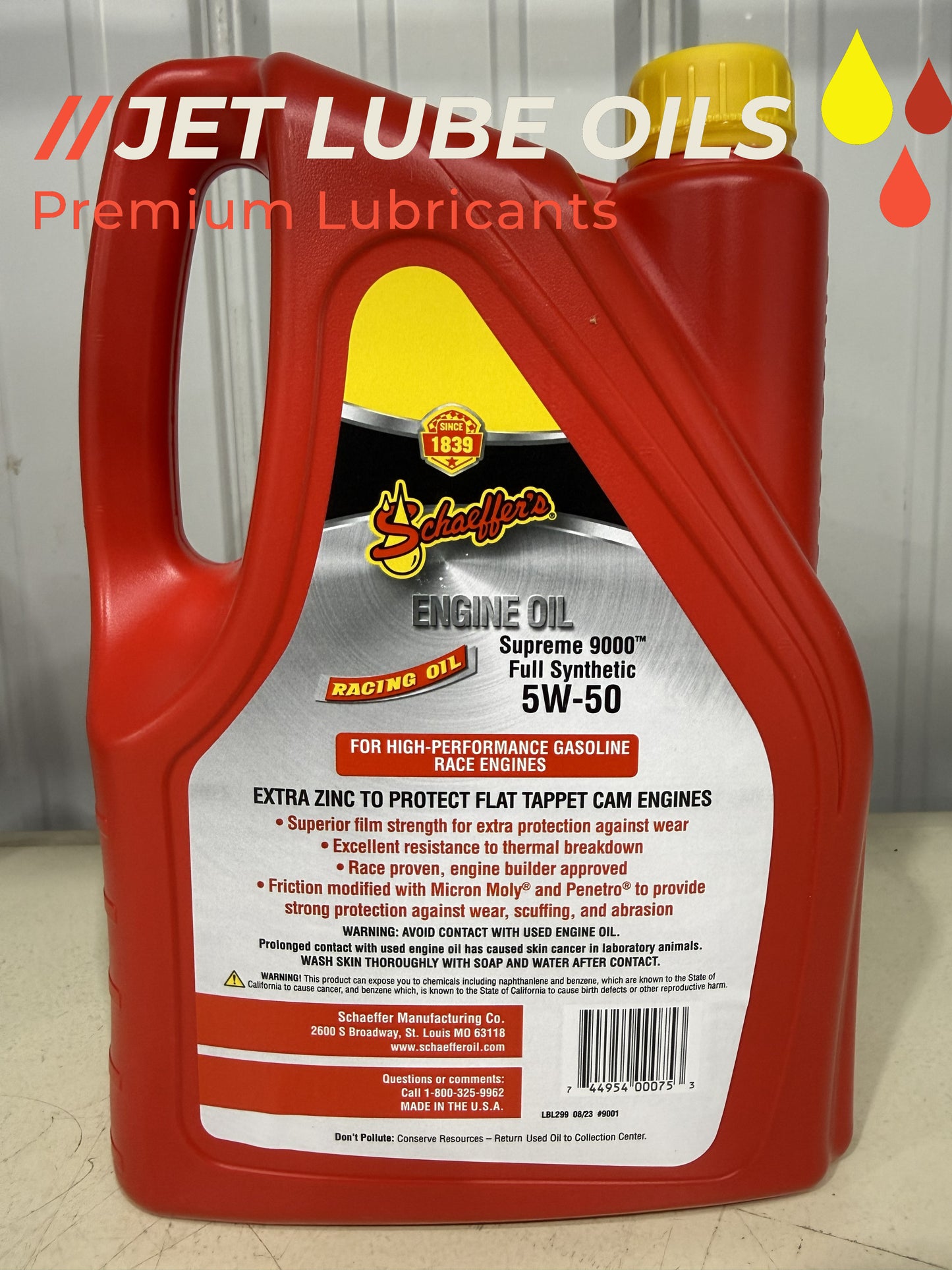Schaeffer's 5w-50 9001 Supreme Full Synthetic Racing Oil Extra Zinc 1 Gallon