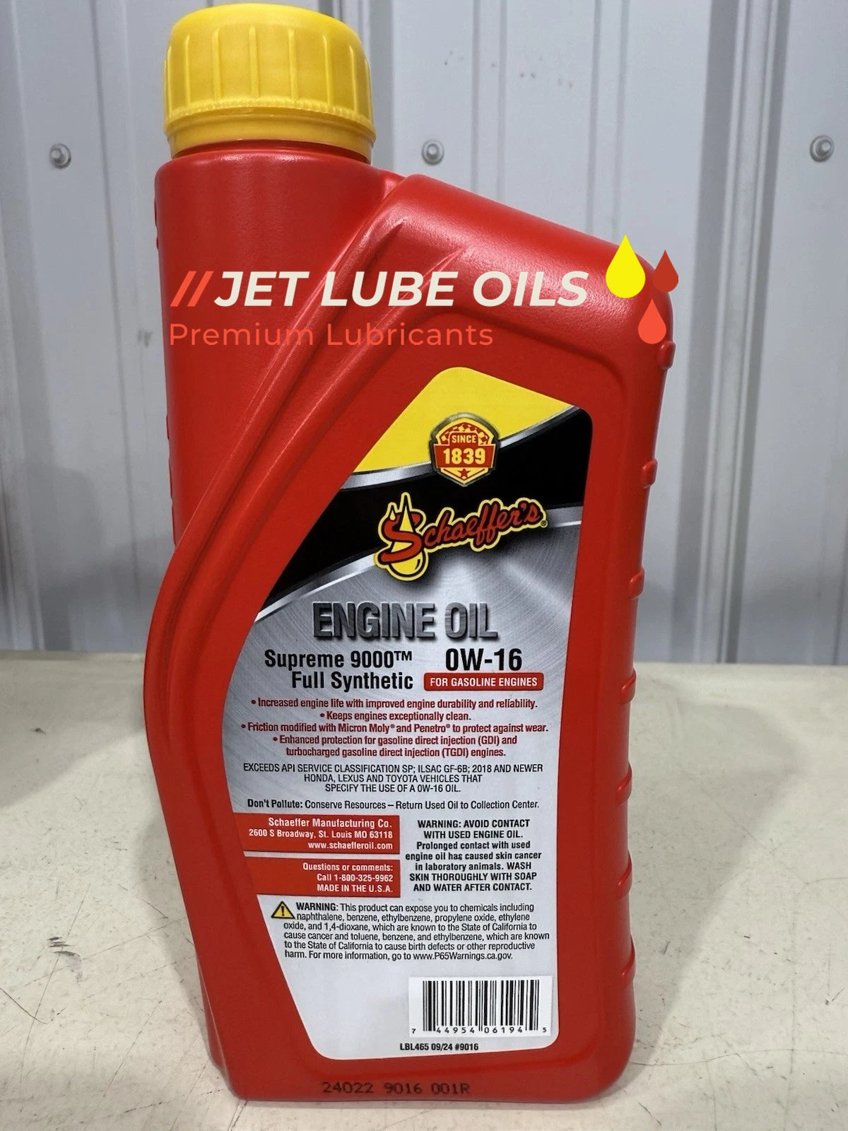 Schaeffer's 9016 0W-16 Supreme Full Synthetic Engine Oil 12 Quarts