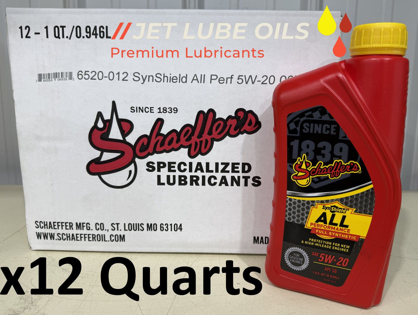 Schaeffer's 6520 5W-20 All Performance Full Synthetic Engine Oil 12 Quarts