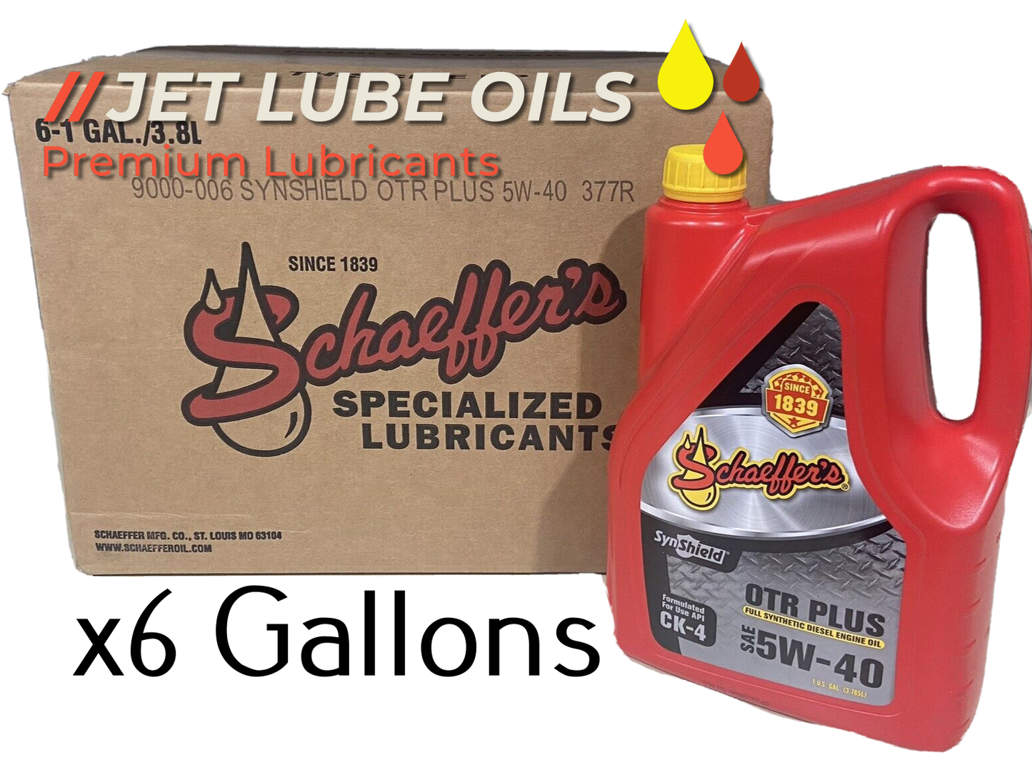 Schaeffer's 5W-40 Full Synthetic 9000 OTR Plus Diesel Engine Oil 6 Gallons