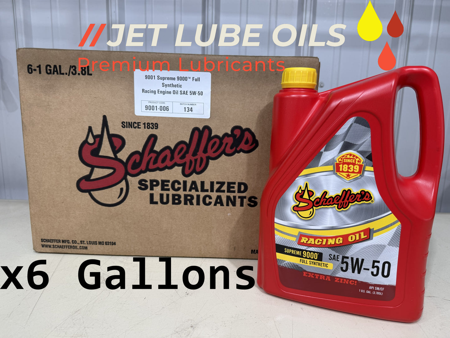 Schaeffer's 5w-50 9001 Supreme Full Synthetic Racing Oil Extra Zinc 6 Gallons